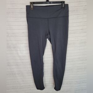 PRANA GRAY TEXTURED CINCH LEGGINGS, SZ LARGE